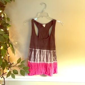 Threads gray and pink tie dye tank top